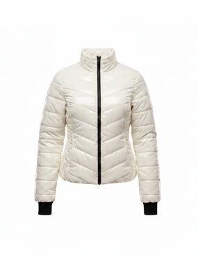 Live Love Dream Cream/White Quilted Puffer Jacket Small Ivory Winter Coat